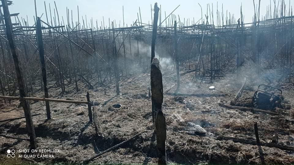 မုံရွာမြို့နယ်တွင် လူနေအိမ်နှင့် ကွမ်းခြံများကို  စစ်တပ်က မီးရှို့ဖျက်ဆီး