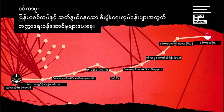 စစ်ကောင်စီ၏ စီးပွားရေးလုပ်ငန်းများအတွက် စင်ကာပူက ဘဏ္ဍာရေးဆိုင်ရာဝန်ဆောင်မှုပေးနေ