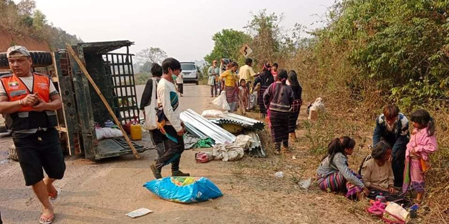 မိုင်းကိုင်တွင် ထော်လာဂျီ တိမ်းမှောက်၊ ဘုရားဖူးသွားသူ ၁၀ ဦးကျော်ဒဏ်ရာရပြီး အဘွားအို ၁ ဦးသေဆုံး