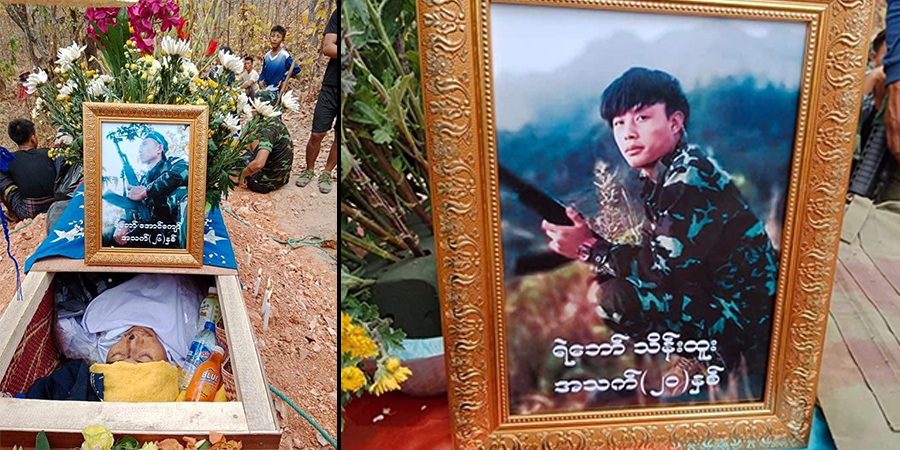ဖယ်ခုံတိုက်ပွဲတွင် လက်နက်ကြီးထိမှန် ကျဆုံးခဲ့သည့် PDF ရဲဘော် ၂ ဦး၏ ဈာပနကျင်းပ