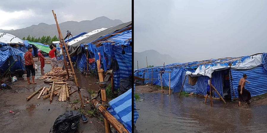 မိုးသက်လေပြင်းကြောင့် ကရင်စစ်ဘေးရှောင်များ ရေနှင့် မိုးကာစများ အရေးပေါ်လိုအပ်နေ