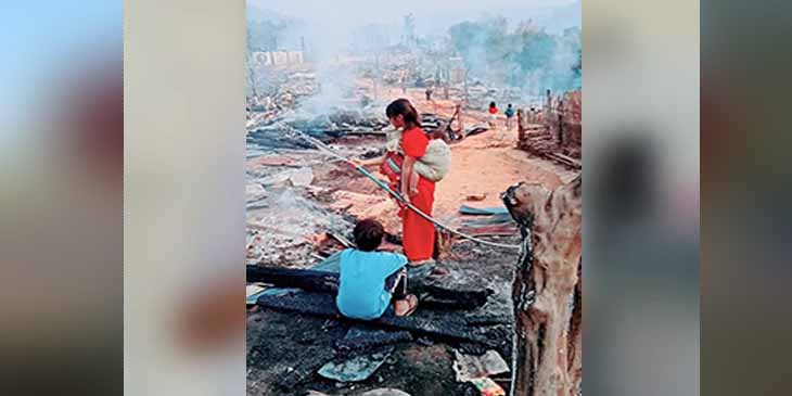 မိုင်းဆတ်မြို့နယ် မိုင်းနင်းကျေးရွာက မီးဘေးသင့် အိမ်ခြေ ၂၀ ကျော် အကူအညီလိုအပ်နေ