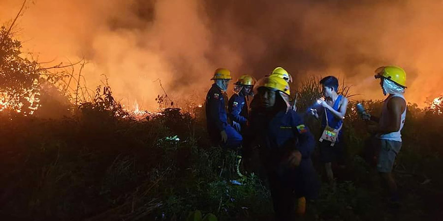 ရေးမြို့နယ် အာယုတောင်ကျေးရွာ အနောက်ဘက်တွင် တောမီးလောင်