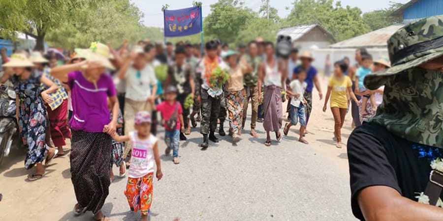 စစ်အာဏာရှင်ဆန့်ကျင်ရေး မြောင်မြို့နယ်ထဲက နွေဦးတော်လှန်သင်္ကြန်