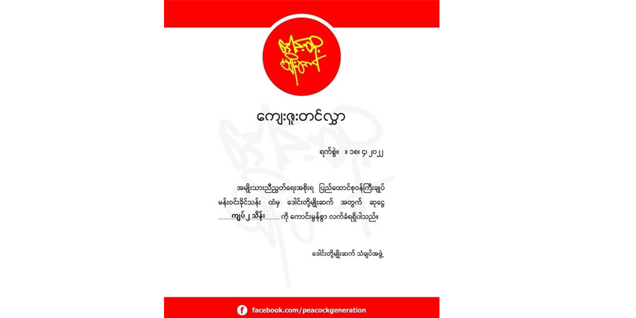 တော်လှန်သင်္ကြန် သံချပ်အဖွဲ့များအား NUG က နှစ်သစ်ကူး ဂုဏ်ပြုငွေချီးမြှင့်