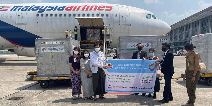 မလေးရှားက လှူဒါန်းသည့် ကိုဗစ်-၁၉ ကာကွယ်ဆေး ၅ သိန်းရောက်ရှိ