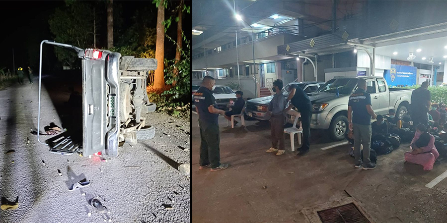 မယ်ဆိုင်တွင် တရားမဝင်မြန်မာများ တင်လာသည့်ကားမှောက်ပြီး ၆ ဦးကို ဒဏ်ရာနှင့်အတူဖမ်းမိ