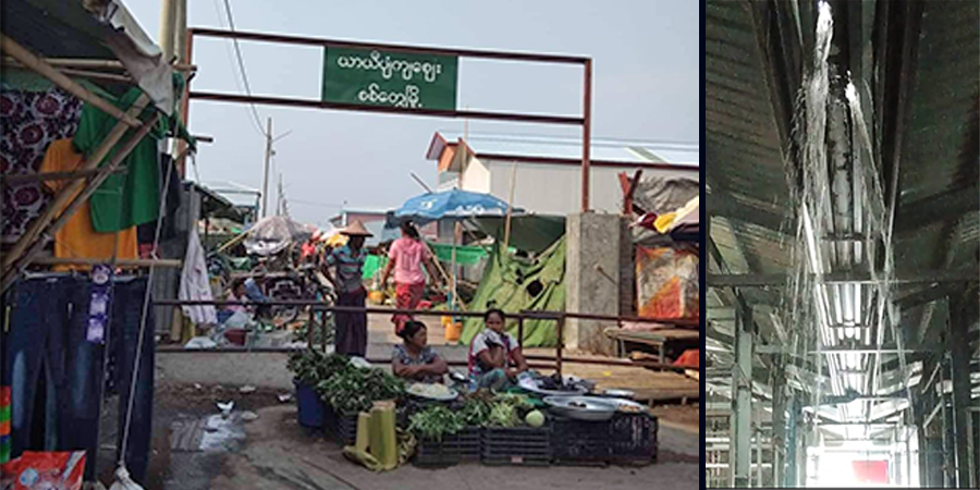သိန်းထောင်ချီ ကုန်ကျခံဆောက်ထားသည့် စစ်တွေယာယီပျံကျစျေး တနှစ်မပြည့်မီ ခေါင်မိုးများ ပျက်စီးမိုးယို