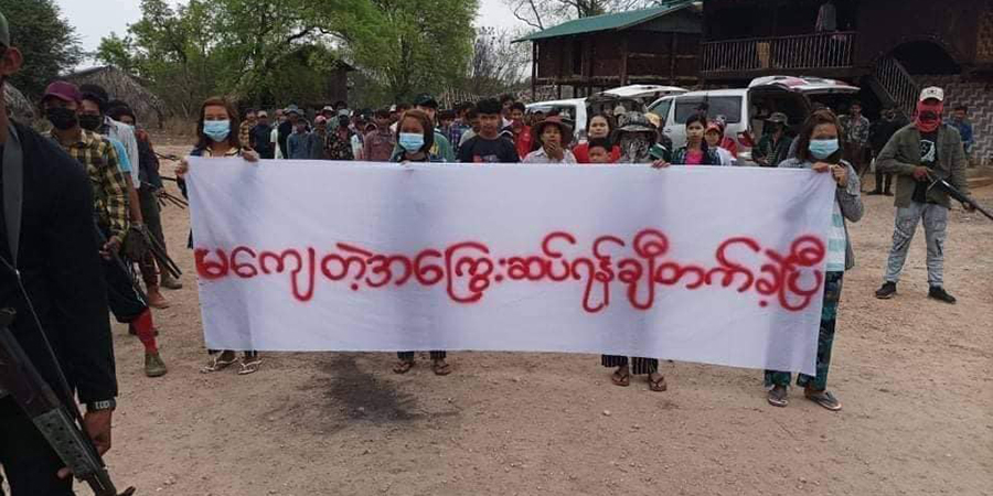 ဝက်လက်မြို့နယ်တွင် စစ်အာဏာရှင်ဆန့်ကျင်ဆန္ဒပြ (ဓာတ်ပုံ)