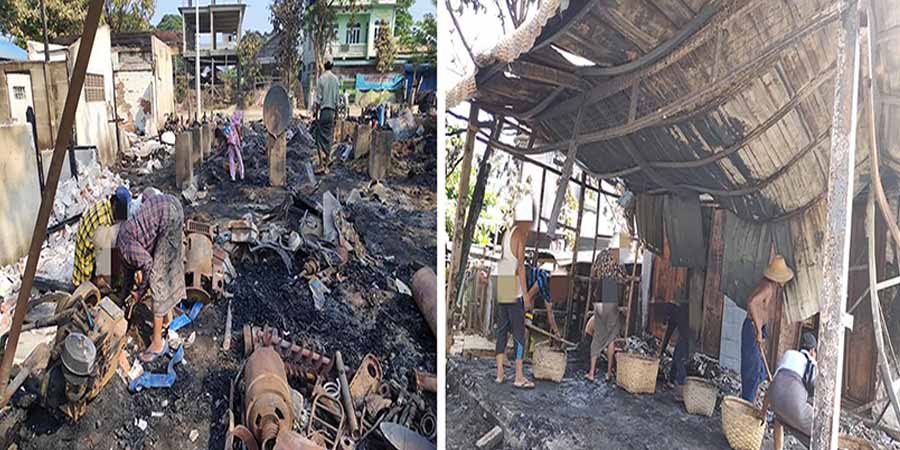 ဒီပဲယင်းမြို့နယ် ညောင်လှကျေးရွာရှိ မီးဘေးသင့်ပြည်သူများ စားဝတ်နေရေး ခက်ခဲနေ