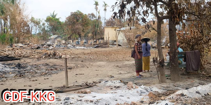 စစ်ကောင်စီတပ်မီးရှို့မှုကြောင့် ကလေးမြို့နယ် ရှားဖိုးကျေးရွာက အိမ်ခြေ ၁၀၀ ကျော်ဆုံးရှုံး