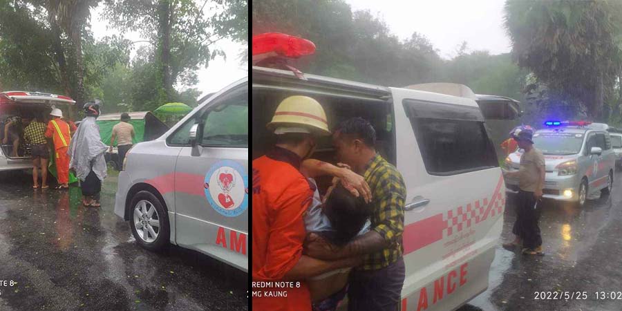 အိမ်မဲမြို့နယ်တွင် ခရီးသည်တင်ကားမှောက်ပြီး ၁၅ ဦး ဒဏ်ရာရ