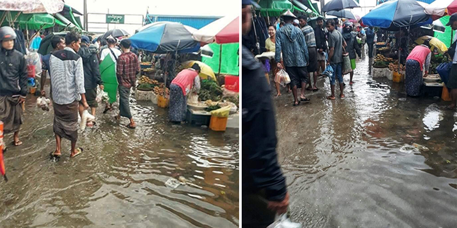 ကျပ်သိန်းထောင်ချီအကုန်ကျခံ ဆောက်ထားသည့် စစ်တွေယာယီပျံကျစျေး ရေနစ်မြုပ်