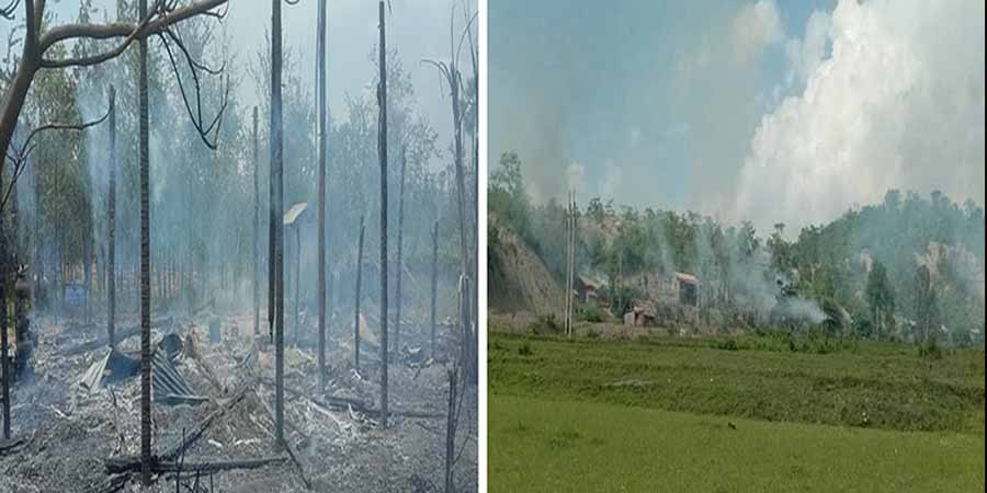 ထီးလင်း၊ ယင်းမာပင်၊ ကန့်ဘလူ၊ ချောင်းဦးမြို့နယ်များရှိ ကျေးရွာများကို စစ်တပ်က မီးရှို့ဖျက်ဆီး