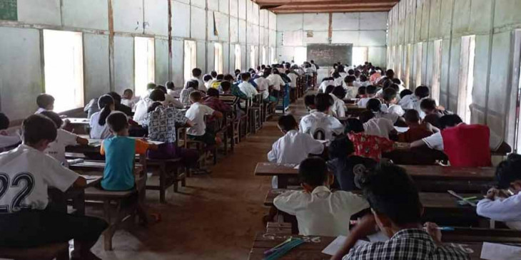 ယင်းမာပင်ခရိုင် မြို့နယ်အချို့က ကျောင်းများတွင် NUG ၏ အတန်းတင်စာမေးပွဲကျင်းပ