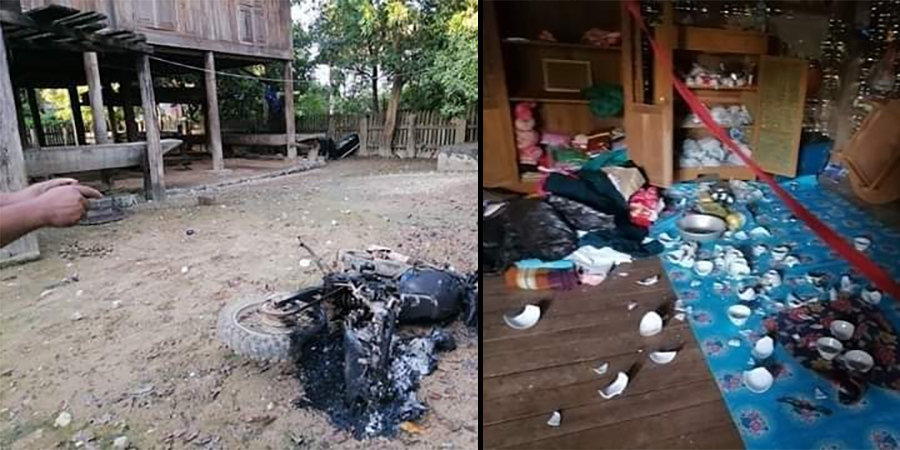 အင်းတော်မြို့နယ်၌ စစ်ကောင်စီတပ်က ပြည်သူ့ နေအိမ်နှင့် ပစ္စည်းများကို ဖျက်ဆီး