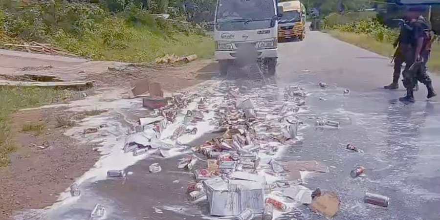 စစ်တပ်ထုတ်ကုန် ဘီယာများကို တမူး PDF ပူး‌ပေါင်းတပ်ဖွဲ့က ဖျက်ဆီး