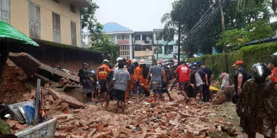 မော်လမြိုင်တွင် စာသင်ကျောင်းအုတ်တံတိုင်း ပြိုကျပြီး  ၅ ဦး သေဆုံး၊ ၁ ဦး ဒဏ်ရာရ