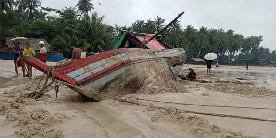 ငပလီ ဂျိတ္တော၌ လေပြင်းတိုက်ခတ်ပြီး ငါးဖမ်းလှေ ၁ စီးနှင့် နေအိမ် ၂ လုံး ပျက်စီး