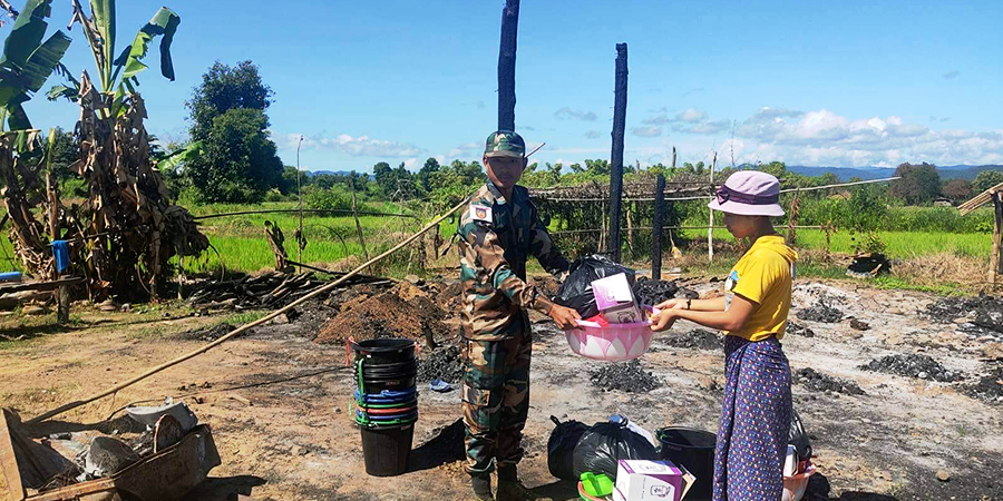 စစ်ရှောင်ပြည်သူ ၅၀၀ ကျော်ကို ဂန့်ဂေါ PDF စားနပ်ရိက္ခာလှူဒါန်း