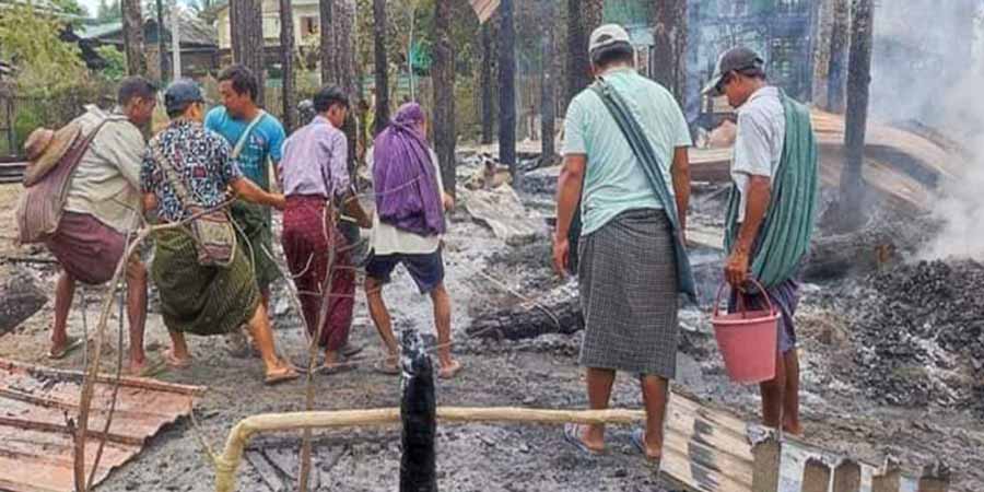ထီးလင်းမြို့နယ် ကန်သာရွာကို စစ်ကောင်စီတပ် မီးရှို့ဖျက်ဆီး၊ နေအိမ် ၁၁ လုံးဆုံးရှုံး