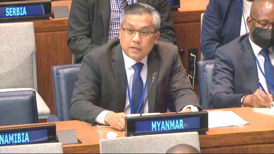 မြန်မာစစ်တပ်အတွက် လက်နက်တင်ပို့ရောင်းချမှု ချက်ချင်းရပ်တန့်ရန်  သံအမတ်ကြီး ဦးကျော်မိုးထွန်း ကုလသမဂ္ဂတွင် တောင်းဆို