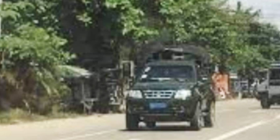 တောင်ဒဂုံ ယောက်ကော်ပန်းခြံရှေ့တွင် စစ်ကား ဗုံးခွဲတိုက်ခိုက်ခံရပြီး ၂ ဦး ဒဏ်ရာရ