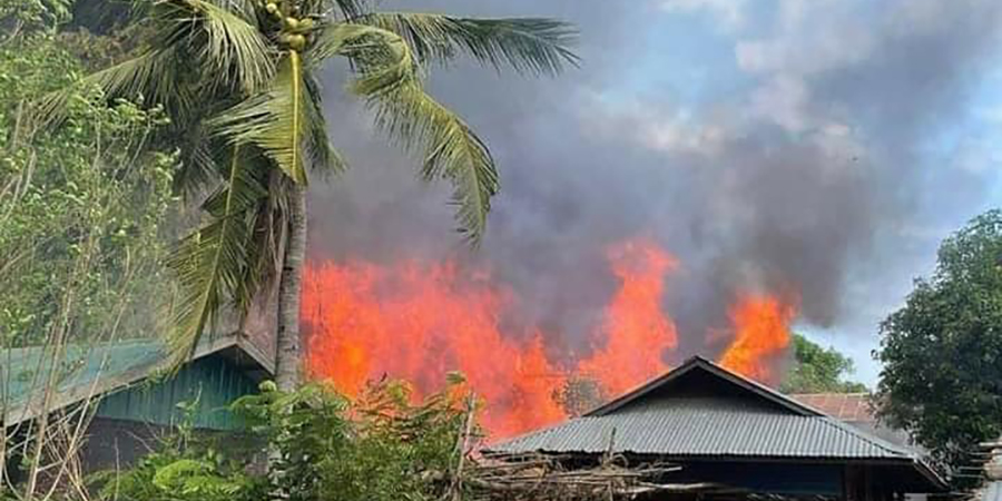 တန့်ဆည်မြို့နယ်တွင် တိုက်ပွဲဖြစ်ပွား၊ စစ်ကောင်စီတပ်က နေအိမ် ၄ လုံး မီးရှို့