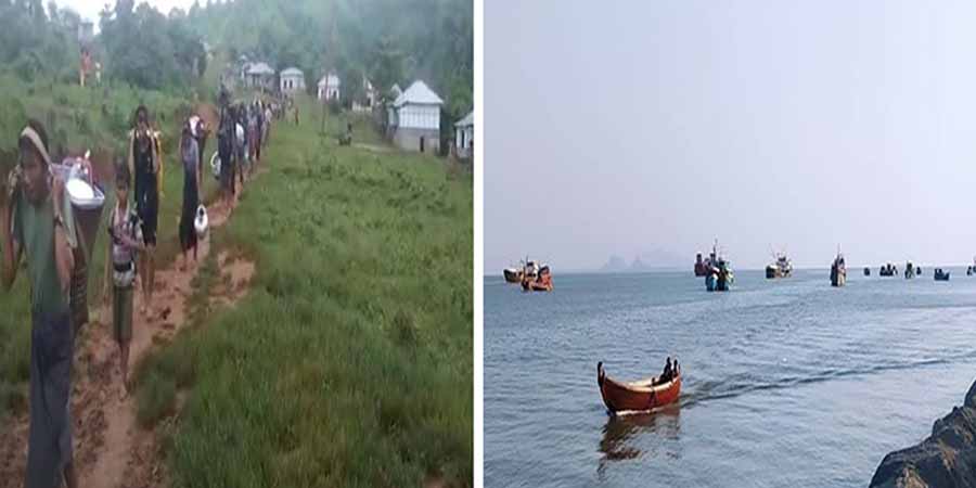 ရခိုင်တွင် စက်လှေများကို ရေတပ်က ဖမ်းဆီးငွေညှစ်၊ နေရပ်ပြန်စစ်ဘေးရှောင်များကို စစ်တပ်က တားမြစ်
