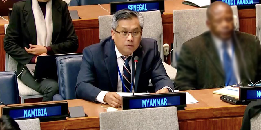 ဖားကန့် လေကြောင်းတိုက်ခိုက်မှု ရက်စက်ယုတ်မာသည့် စစ်ရာဇဝတ်မှုမြောက်ဟု မြန်မာသံအမတ်ကြီး ကုလသမဂ္ဂတွင် တင်ပြ