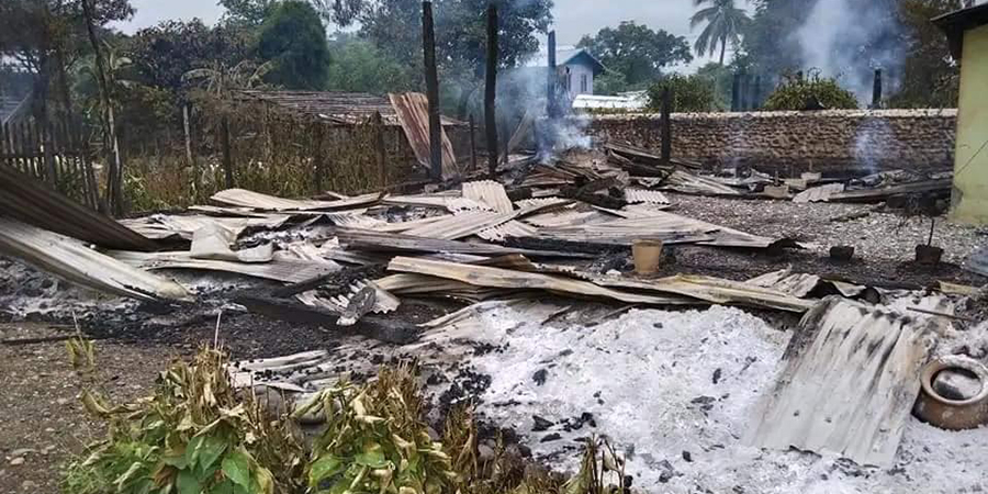 ထီးလင်းမြို့နယ် ထန်းပင်ကုန်းရွာကို စစ်ကောင်စီတပ် မီးရှို့