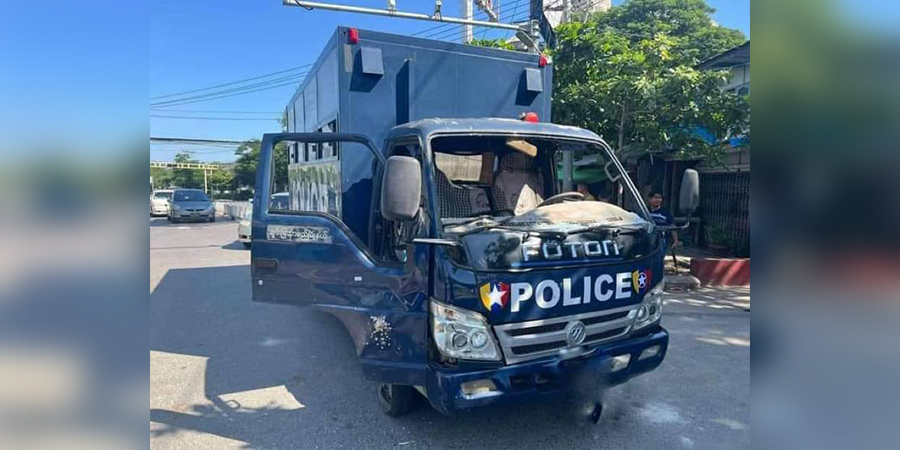 မန္တလေးတွင် အချုပ်ကား ၁ စီး ဗုံးခွဲတိုက်ခိုက်ခံရ