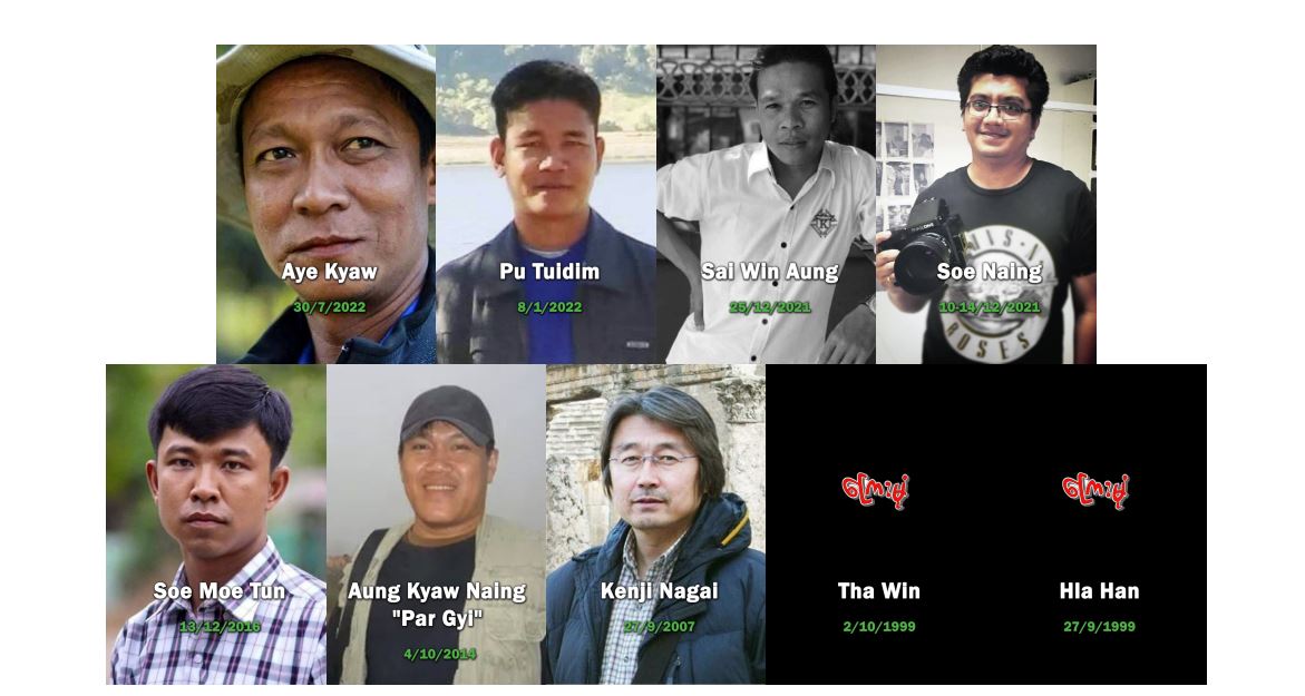 မြန်မာတွင် သတင်းသမား ၉ ဦး သတ်ဖြတ်ခံခဲ့ရပြီး ကျူးလွန်သူများ ပြစ်ဒဏ်ကင်းလွတ်နေ