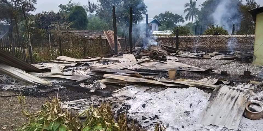 ထီးလင်းဒေသခံ ၄ ဦးကို စစ်ကောင်စီတပ် ဖမ်းဆီးပြီး ကျေးရွာနေအိမ် ၂ လုံးကို မီးရှို့ဖျက်ဆီး