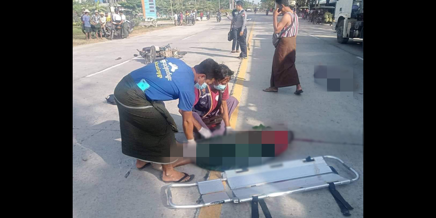 အုတ်တွင်းမြို့ ၌ ကားတိုက်မှုဖြစ်ပြီး ပင်စင်လာထုတ်သူ ၁ ဦးနှင့် ဆိုင်ကယ်ကယ်ရီသမားသေဆုံး