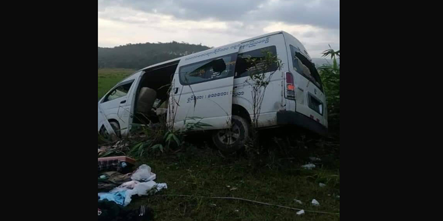ပုလောတွင် ကားတစီး မိုင်းဆွဲတိုက်ခိုက်ခံရပြီး ဘုန်းကြီး ၁ ပါး ပျံလွန်