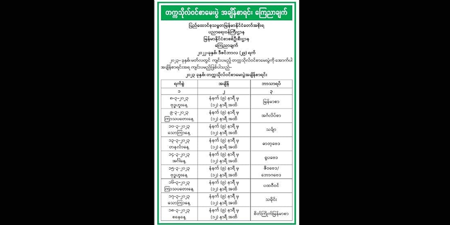 ၂၀၂၃ ခုနှစ် တက္ကသိုလ်ဝင် စာမေးပွဲ မတ် ၈ ရက်နေ့ စတင်ကျင်းပမည်
