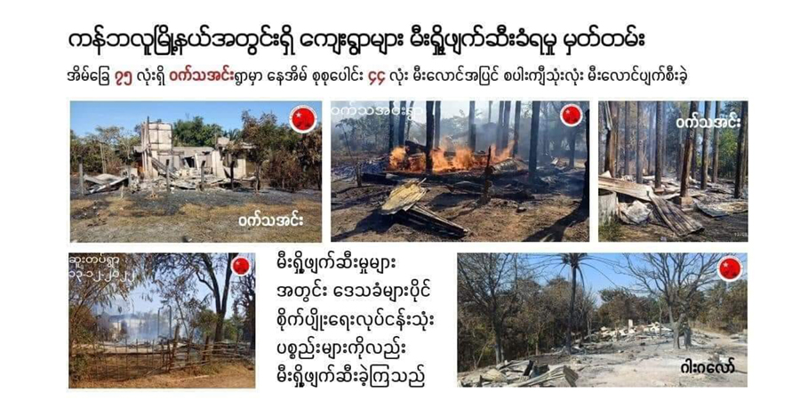 ကန့်ဘလူတွင် စစ်တပ်က ဒီဇင်ဘာလအတွင်း အိမ်ခြေ ၂၃၀ ကျော် မီးရှို့ခဲ့ပြီး ပြည်သူ ၅ ဦးထက်မနည်း သတ်ဖြတ်