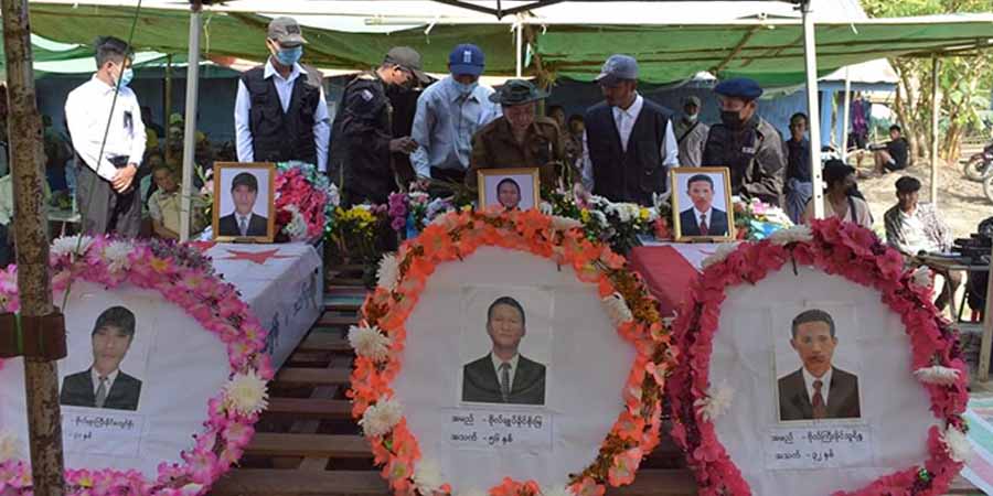 လုပ်ကြံခံရသည့် ALP ဗိုလ်ချုပ်ခိုင်စိုးမြနှင့် တပ်မှူး ၂ ဦး၏ ဈာပနကျင်းပ