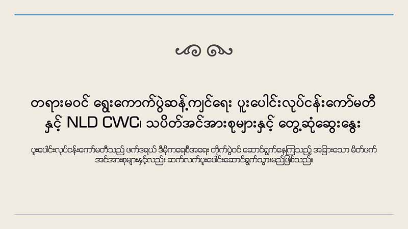 တရားမဝင်ရွေးကောက်ပွဲ ဆန့်ကျင်ရေး ပူးပေါင်းလုပ်ငန်းကော်မတီနှင့် NLD၊ သပိတ်အင်အားစု များ တွေ့ဆုံဆွေးနွေး