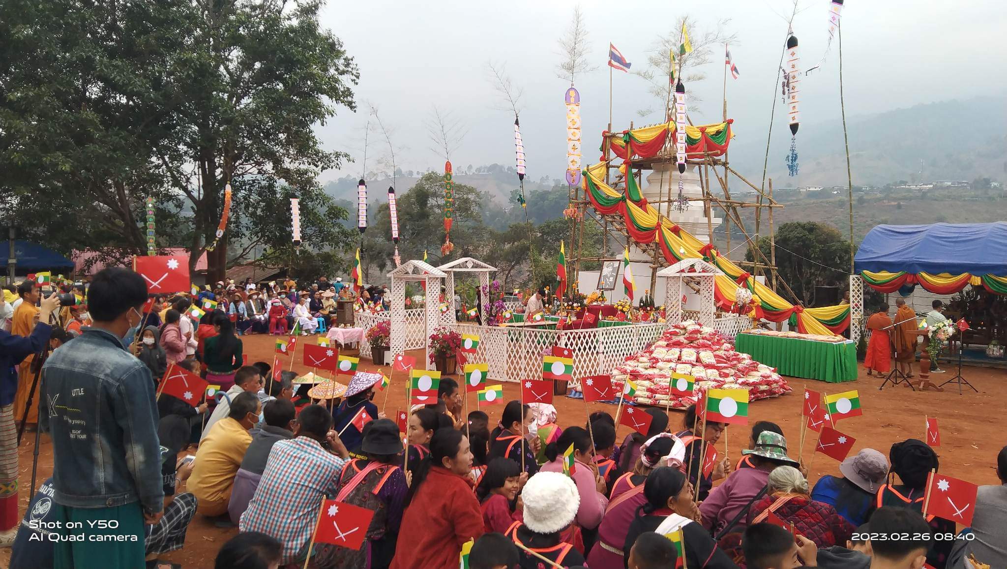 ရှမ်းတော်လှန်ရေးစတင်ခဲ့သူ စဝ်နွဲ့ဆောယန္တ၏ အရိုးအိုးဂူသွင်း အမှတ်တရ စေတီတည် (ဓာတ်ပုံ)