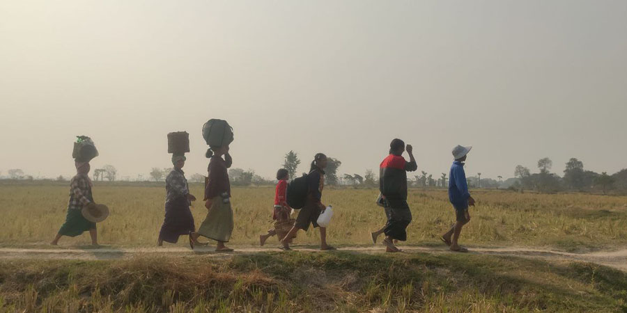 မိုင်းနင်းမိသဖြင့် ဘုတလင်ပြည်သူ ၅ ဦး ဒဏ်ရာရ၊ ခင်ဦးမြို့နယ် ကလုံကျေးရွာကို စစ်တပ်က မီးရှို့