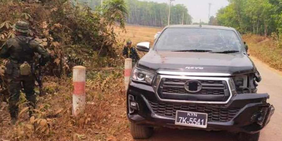 ကေအန်ယူဥက္ကဋ္ဌ လိုက်ပါလာသည့်ယာဉ်တန်း မိုင်းဆွဲတိုက်ခိုက်ခံရ