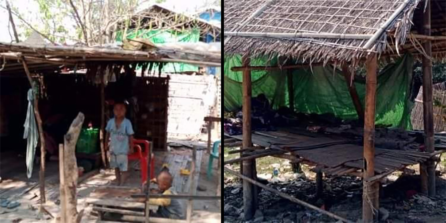 ပုဏ္ဏားကျွန်း ရေဖြူကန်စစ်ဘေးရှောင်စခန်းမှ နေရပ်ပြန်မိသားစုအချို့ နေစရာမရှိ အခက်ကြုံ