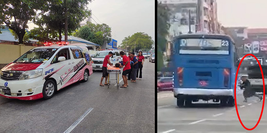 ရန်ကုန်တွင် အမျိုးသား ၁ ဦးက ဘတ်စ်ကားရှေ့ပြေးဝင်ပြီး သေကြောင်းကြံစည်