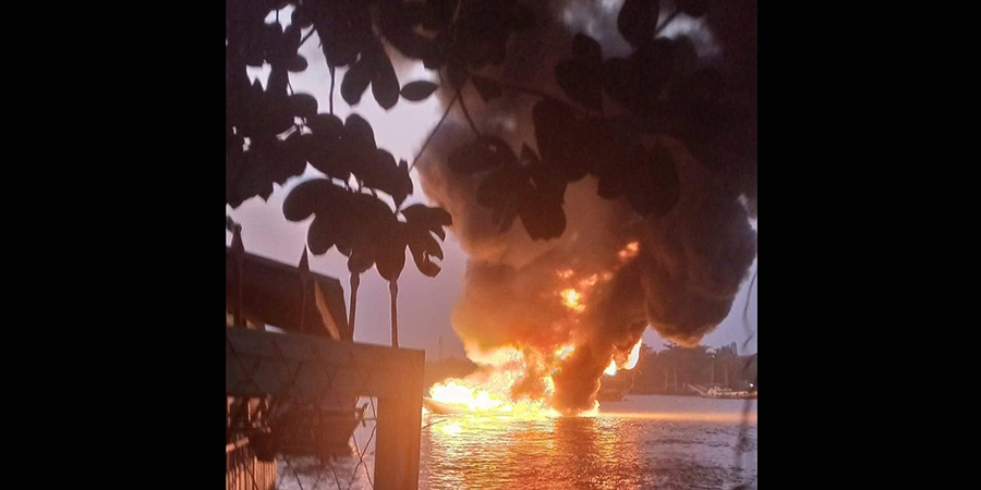 မြောင်းမြမြို့တွင် လိုင်းသင်္ဘောမီးလောင်မှုကြောင့် ၃ ဦး ဒဏ်ရာရ