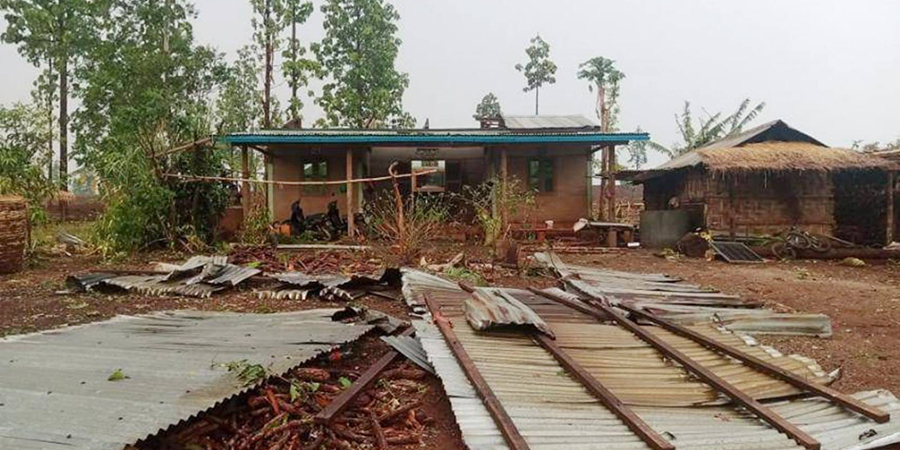 ဆီဆိုင်မြို့နယ်၌ လေပြင်းတိုက် စစ်ဘေးရှောင်တဲများအပါအဝင် နေအိမ် ၃၇ လုံးပျက်စီး