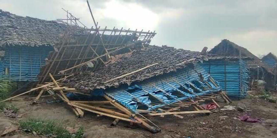 သောင်ရင်းမြစ်ဘေးရှိ စစ်ရှောင်တဲများ လေပြင်းတိုက်ခတ်မှုကြောင့် ပျက်စီး၊ ပြန်ပြုပြင်ရန် အကူအညီလိုအပ်