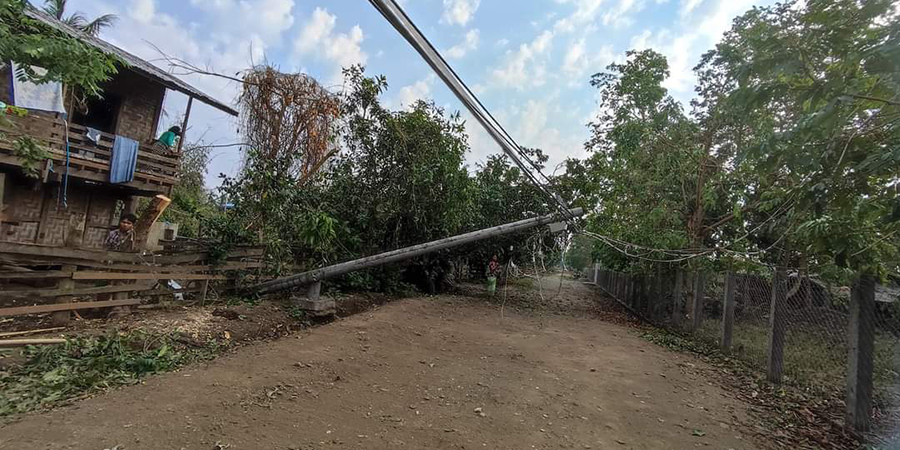 မိုးညှင်းမြို့နယ်တွင် လေပြင်းမုန်တိုင်းတိုက်ခတ်ပြီး နေအိမ်အလုံး ၅၀ ကျော်ပျက်စီး