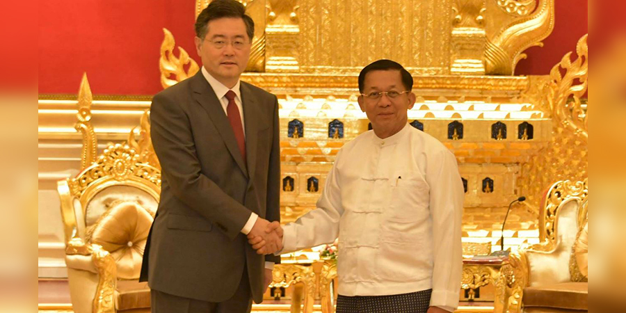 တရုတ်နိုင်ငံခြားရေး၀န်ကြီး ချင်ဂန်း နေပြည်တော်တွင် စစ်ခေါင်းဆောင်နှင့်တွေ့ဆုံ